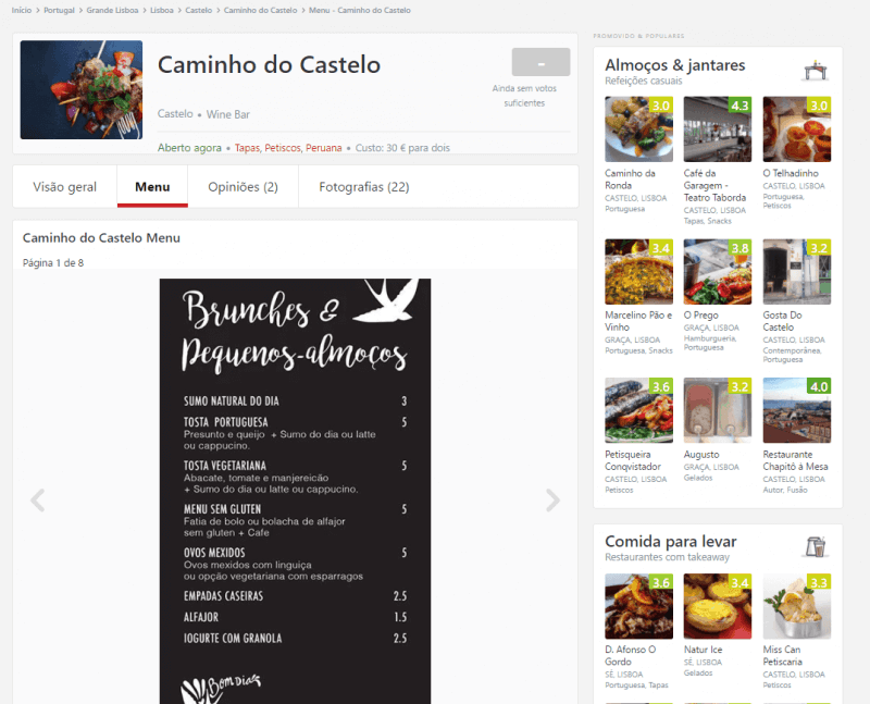 exemplo restaurante zomato