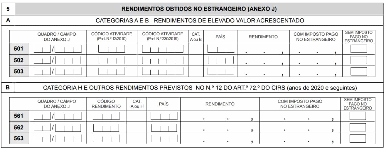Anexo L do IRS quadro 5 