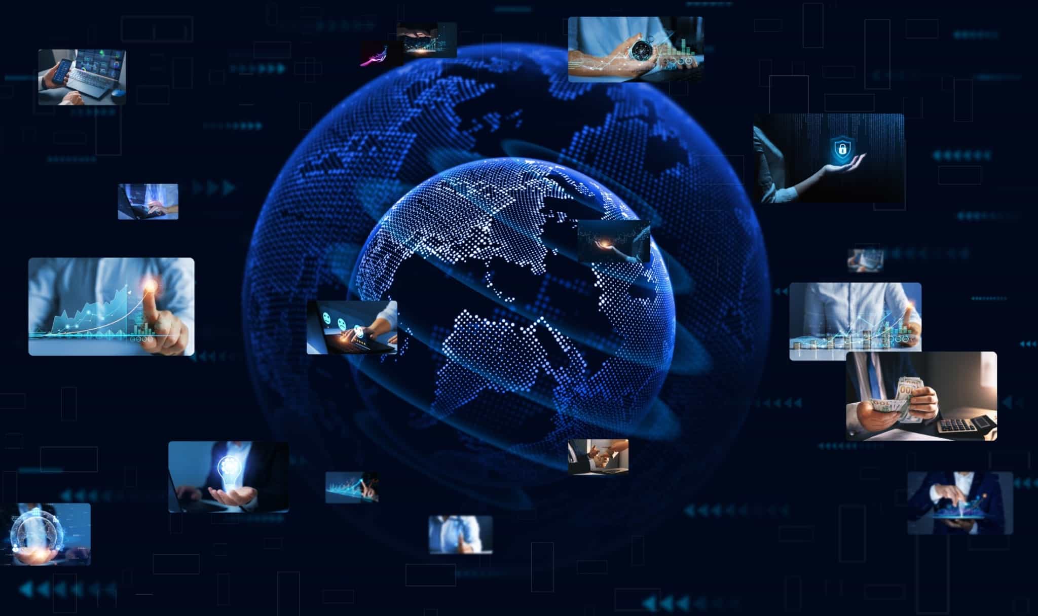 Metaverse: Uma revolução tecnológica com potencial de investimento? metaverso uma tecnologia com potencial de ligação entre muitas das atividades do dia a dia, por isso vemos o planeta Terra ao centro e as ligações cruzadas entre muitas operações