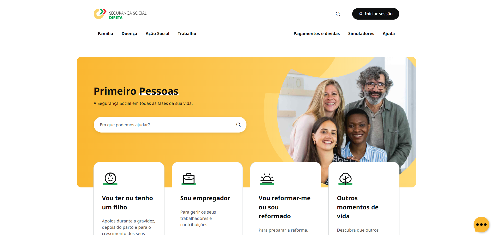 Printscreen da Segurança Social Direta: como aceder