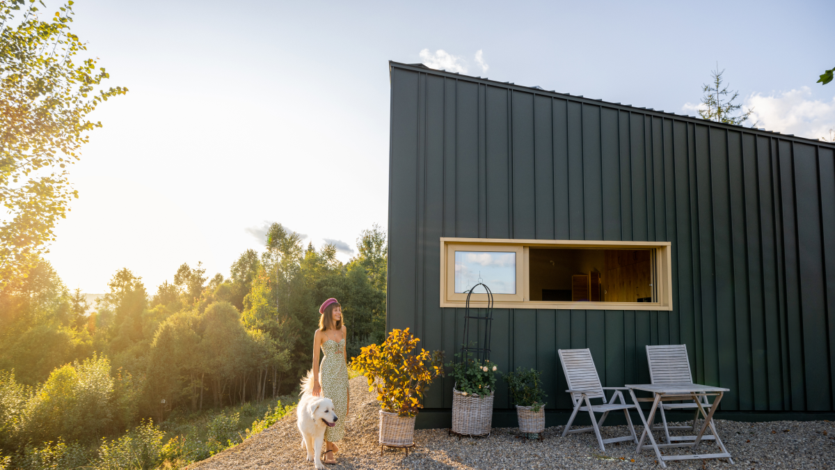 Casa pré-fabricada num terreno rural