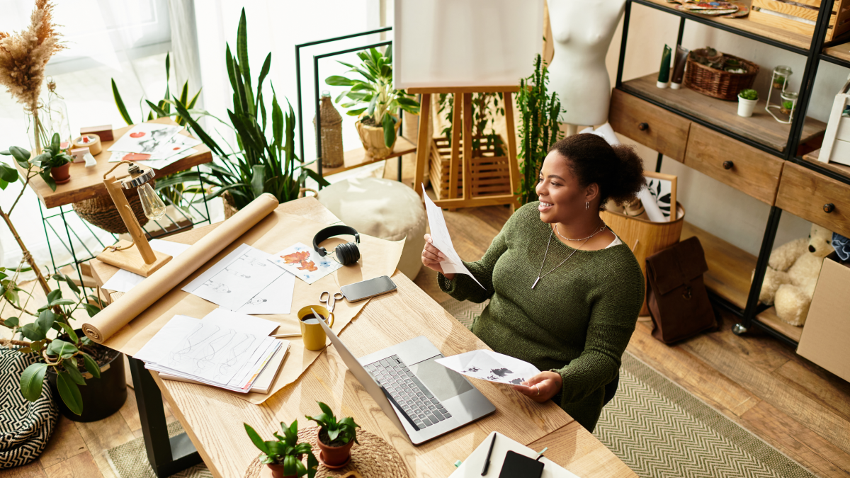 Freelancer a trabalhar no seu escritório em casa