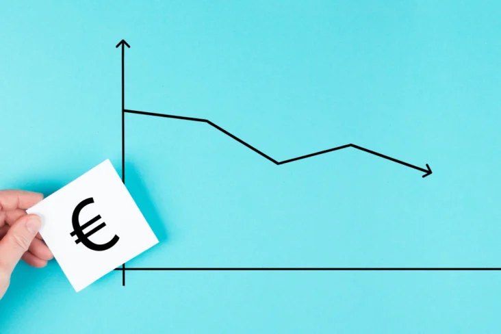 Gráfico de linhas num sentido descendente