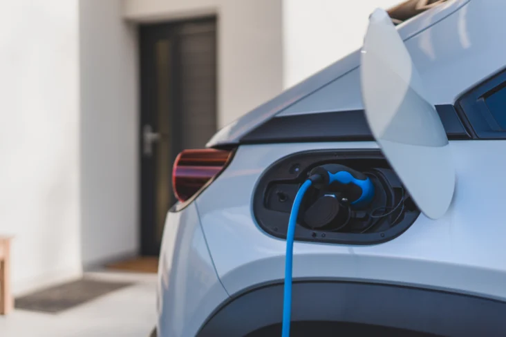 Carro elétrico a carregar em casa