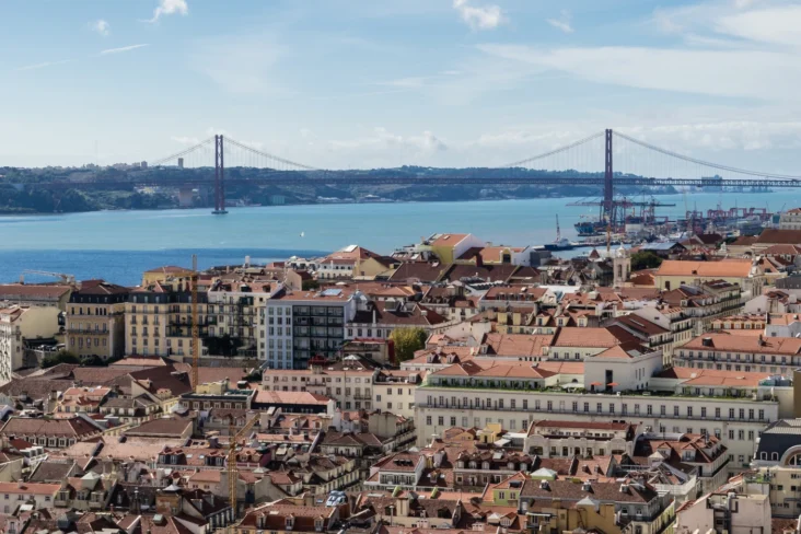Fotografia da vista aérea de Lisboa