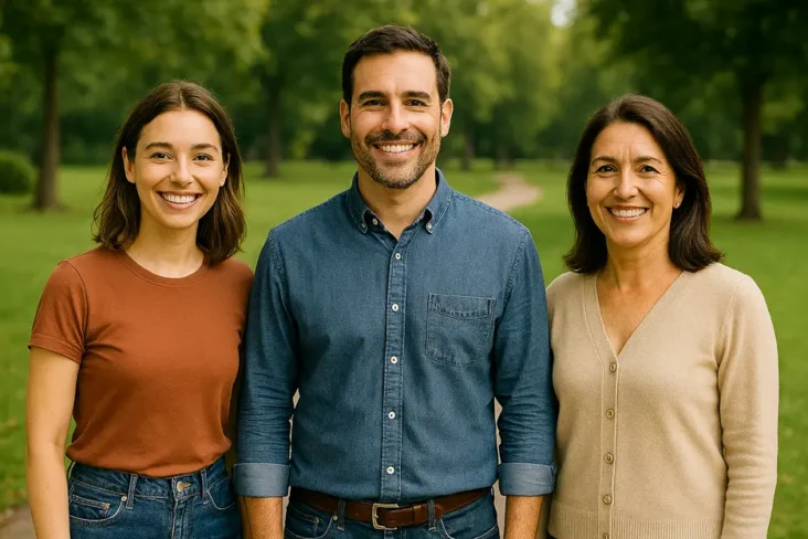 mulher de 30 anos, homem de 40 anos e mulher de 50 anos pensam em quanto devem ter investido