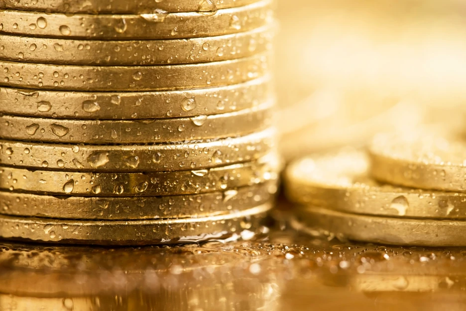 Imagem de moedas molhadas pelas cheias e mau tempo chuvoso