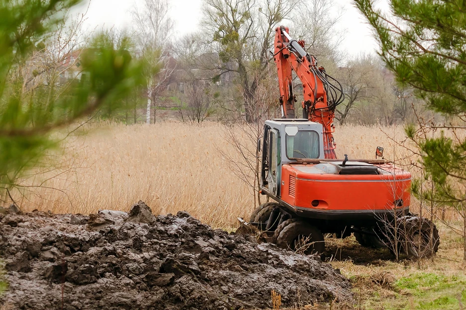 Limpar terrenos afetados pela tempestade Kristin vale até 1500 euros por hectare Imagem de equipamento de limpeza de terrenos afetados por um desastre natural
