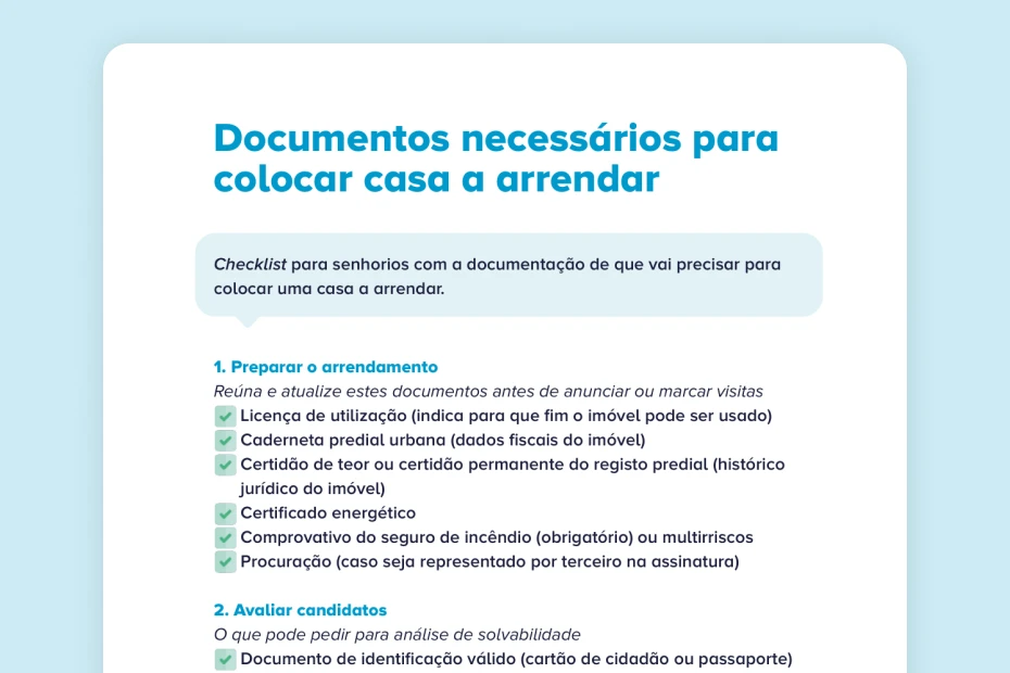 Imagem relativa ao descarregável "Documentos necessários para colocar casa a arrendar"