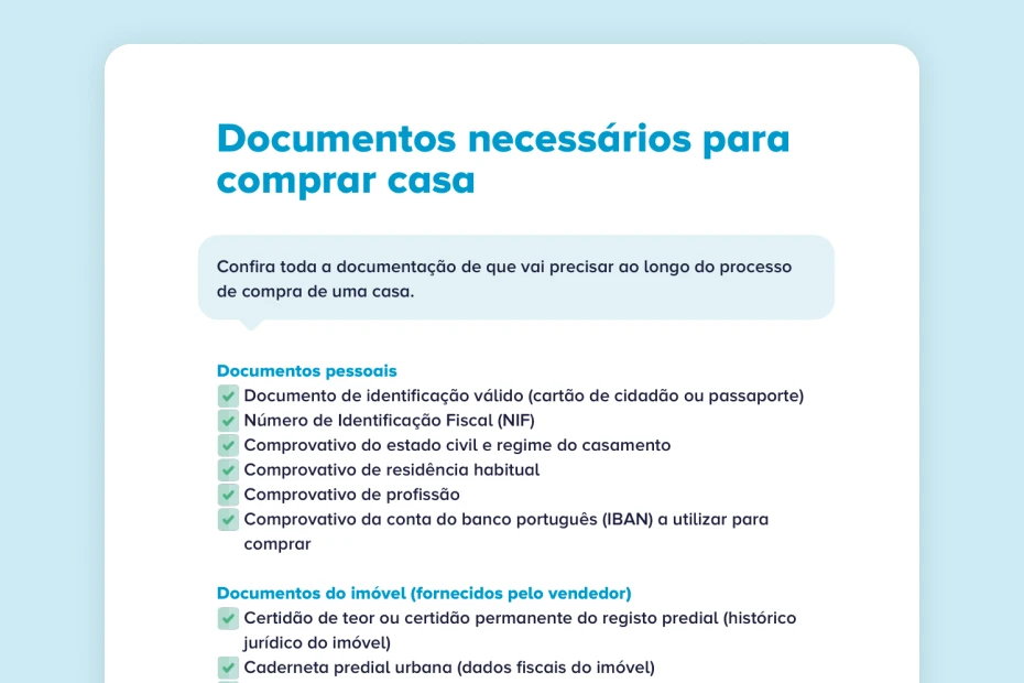 Imagem relativa ao descarregável "Documentos necessários para comprar casa"