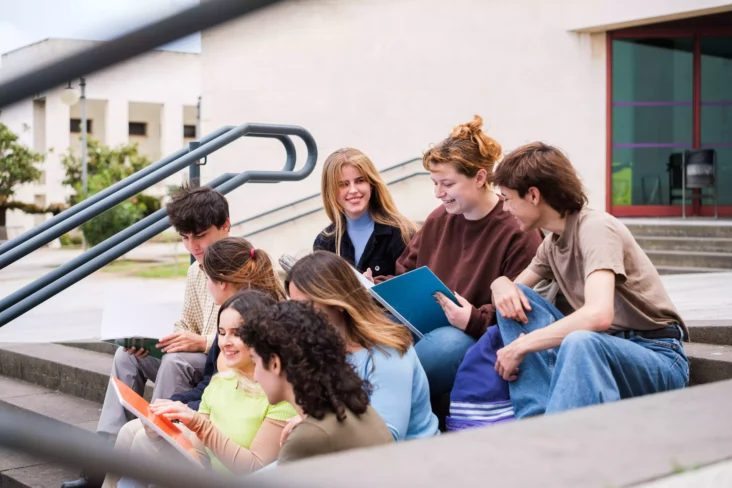 Grupo de estudantes na universidade